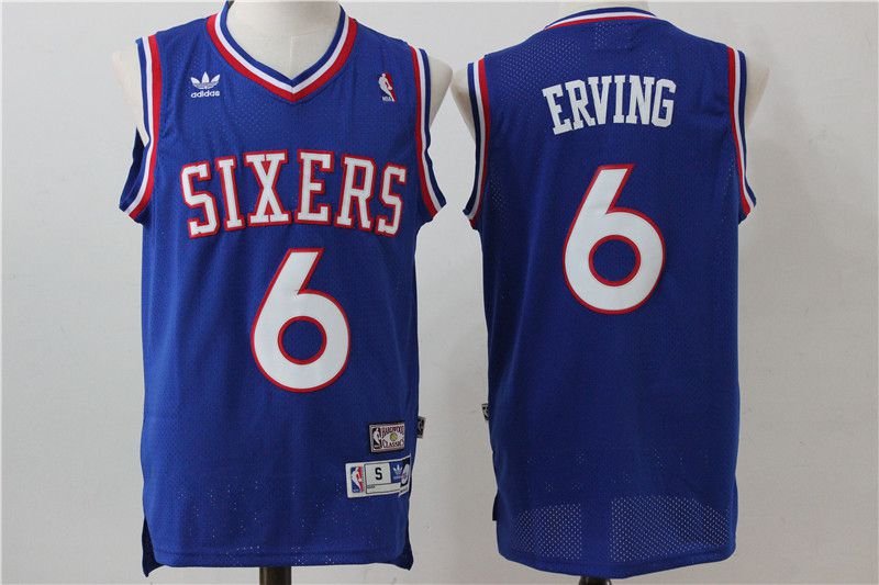 Men Philadelphia 76ers 6 Erving Blue Adidas NBA Jersey